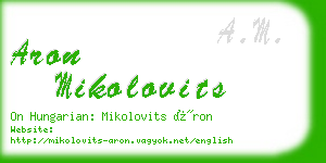 aron mikolovits business card